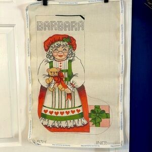 The Osterville Needlepoint Shop Mrs. Santa Claus Christmas Stocking Canvas